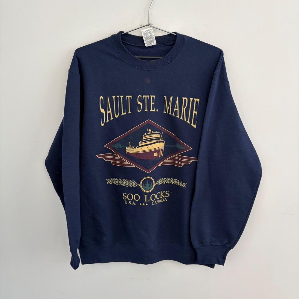 Fruit of the Loom Best Sault Ste Marie Soo Locks Sweatshirt Navy Blue Medium